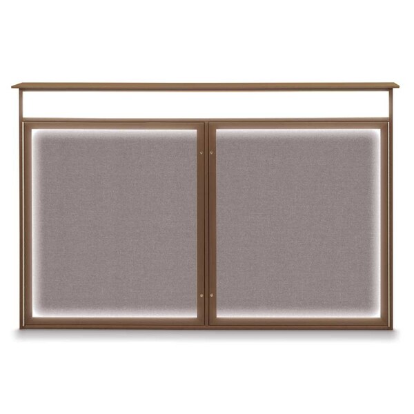 96"x48" 2-Door Enclosed Outdoor Letterboard, Black Felt/Satin